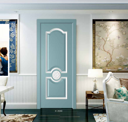 鑫順來X-2040雕花帶扣線叉色平開隔音地中海蘭混油實(shí)木烤漆門