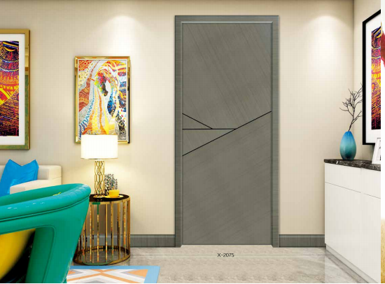 鑫順來X-2075雕花拼貼科技木皮平開隔音實木烤漆門