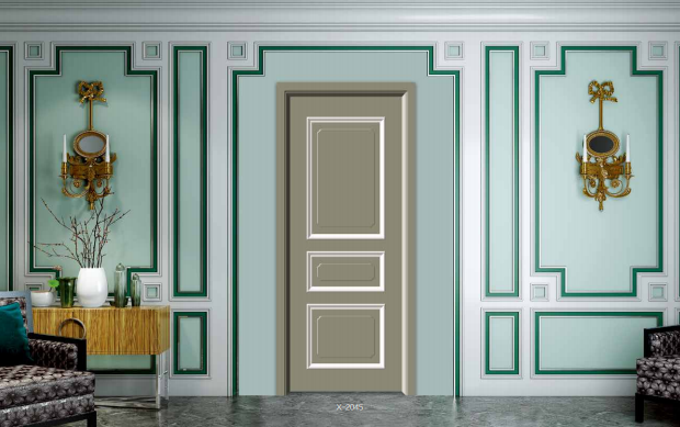 鑫順來X-2445雕花鑲扣線實(shí)木烤漆門