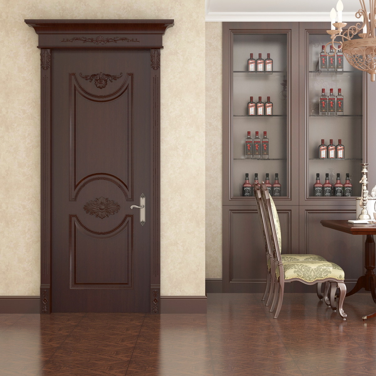 廠價直銷鑫順來X-8027平開外扣貼花實木烤漆門