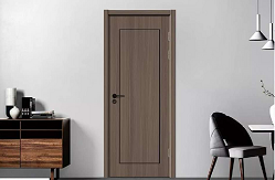 新品上市鑫順來X-8101平開鑲黑色金屬條實木烤漆門