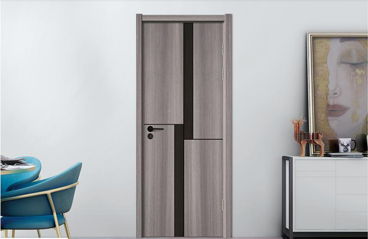 2020年新款零度鑫順來X-9008平開拼貼鑲金屬條實木烤漆門