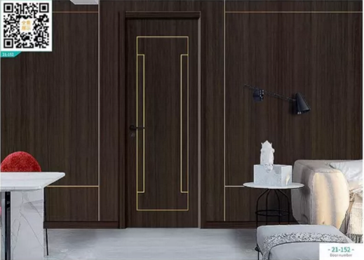 廠價新款鑫順來21-152掃碼輕奢鑲金屬條木門，掃二維碼看裝修風格