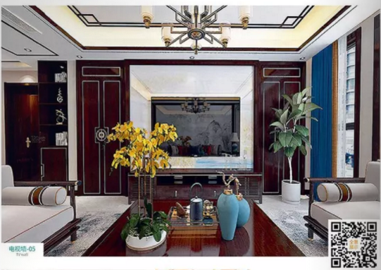 廠價新款鑫順來DQ-05掃碼輕奢電視墻，掃二維碼看裝修風格